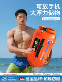 Swim Buoy with Dry Bag, Dual Airbag Inflatable Float for Open Water Swimming, Triathlon Training, and Snorkeling