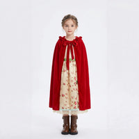 Girls' Little Red Riding Hood Costume Dress with Cape for Halloween Cosplay