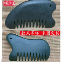 Black Bian Stone Gua Sha Board and Comb for Face and Body Massage