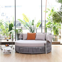 Nordic Outdoor Rattan Round Daybed Sofa for Resort Pool Balcony Sunroom