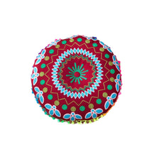 Moroccan Indian Hand-Embroidered Floor Cushion Ethnic Style Round Meditation Pillow for Home Decor