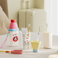 Dopamine Travel Toothbrush Holder and Rinse Cup Set, 3-in-1 Portable Toothbrush and Toothpaste Storage for Home and Kids