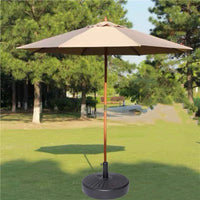 2.7m Outdoor Wooden Patio Umbrella with Pulley System for Garden Beach Pool Camping