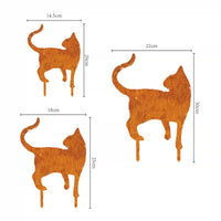 Rustic Metal Cat Garden Art Rusty Iron Animal Sculpture for Fence Porch Lawn Decor
