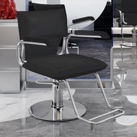 Japanese Style Hydraulic Barber Chair with Gold Electroplated Base, Adjustable Swivel Salon Styling Chair