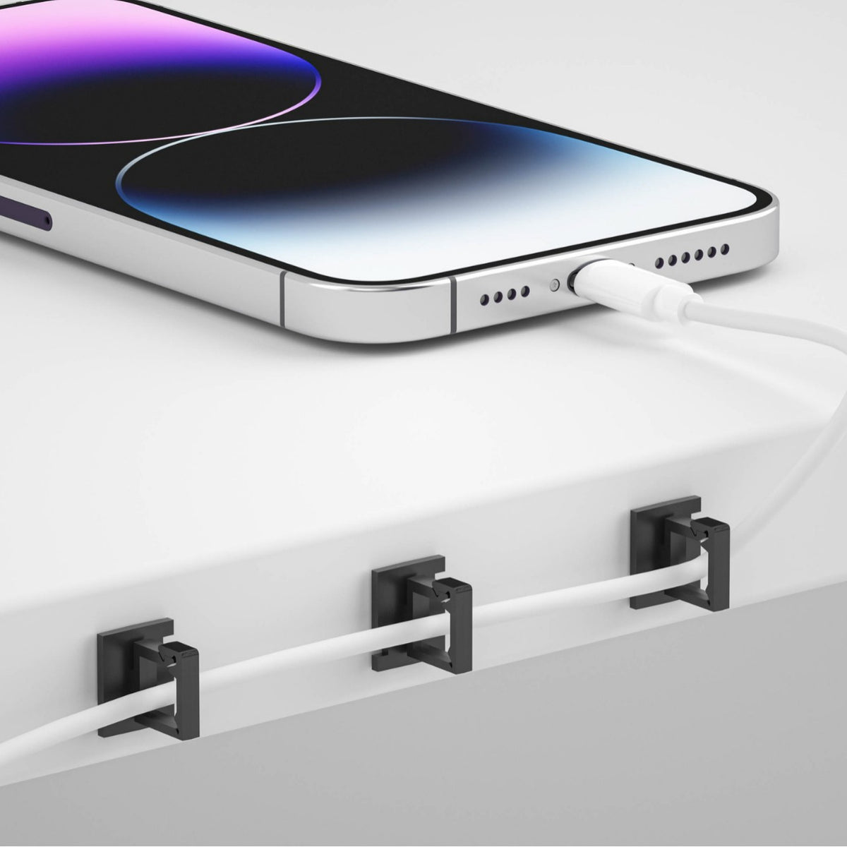 Self-Adhesive Desktop Cable Clips for Data Cable Management and Organization
