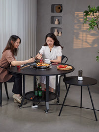 Outdoor Patio BBQ Table Garden Leisure Charcoal Grill Electric Hot Pot Dining Table Villa Home Barbecue Stove Tea Heater
