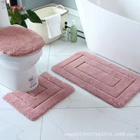 Thickened Flocked Bathroom Toilet Mat Set - Absorbent, Non-Slip, Splash-Proof