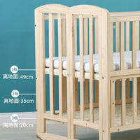 Foldable Solid Wood Baby Crib with Mattress, Multi-functional Cradle Bed