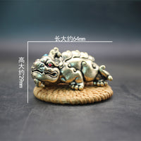 Pure Brass Pixiu Pair with Rhinestones - Wealth Attracting Desk Ornament