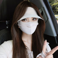 Summer Ice Silk Sun Protection Face Mask for Women, Outdoor Cycling Full Face Sunshade with Ear Loops, Breathable Balaclava