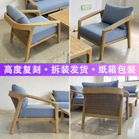 Teak Outdoor Wicker Sofa Set for Patio Garden Villa Hotel