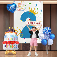 Boys' 1st-12th Birthday Party Decoration Set with Backdrop, Balloons & Handheld Banner