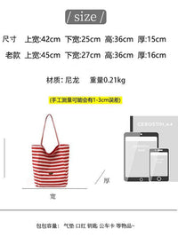 Striped Canvas Tote Bag for Women, Large Capacity Casual Shoulder Bag