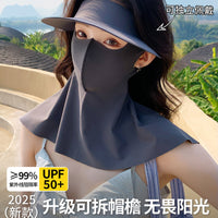 UV Protection Sun Visor Face Mask with Ice Silk Fabric and Brim for Summer Outdoor Activities