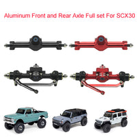 SCX30 Aluminum Alloy Front & Rear Axle Assembly with Brass Steering Cups, Tie Rods, Gears, Bearings, and Drive Shaft