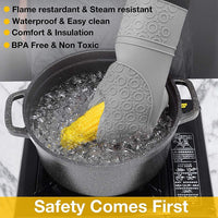 6-Piece Heat Resistant Oven Mitts and Pot Holders Set with Silicone Grip for Baking, Grilling, and Microwave Use