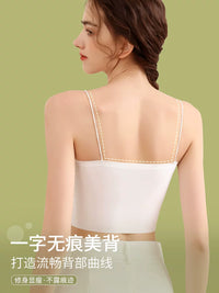 Women's Thin Strap Camisole with Built-in Padded Bra, Seamless and Backless for Summer