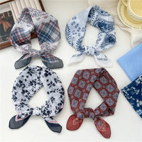 Breathable Cotton Linen Square Scarf for Women, Vintage Style Decorative Small Scarf