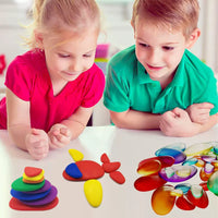 Montessori Stacking Puzzle Colorful Translucent Pebbles Early Education Toy for Preschoolers 3-6 Years