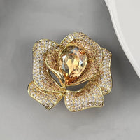 Luxury Camellia Brooch for Women, Elegant Zircon Embellished Pin for Suits and Dresses