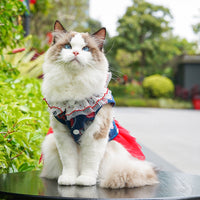 Pet Denim Cherry Harness Dress for Small to Medium Dogs and Cats