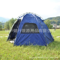 3-in-1 Waterproof UV Protection Double-Layer Hexagonal Tent for 6 People, Outdoor Camping Family Leisure Tent