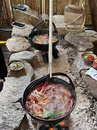 Outdoor Camping Hanging Hot Pot Stove, Commercial Yuanyang Pot for Dining