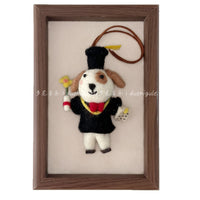 Handmade Felt Animal Keychain Pendant - Graduation Cap Dog & Sheep