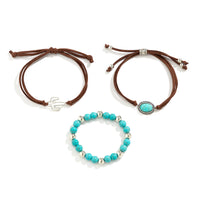 Bohemian Turquoise Beaded Cactus Pendant Necklace Set