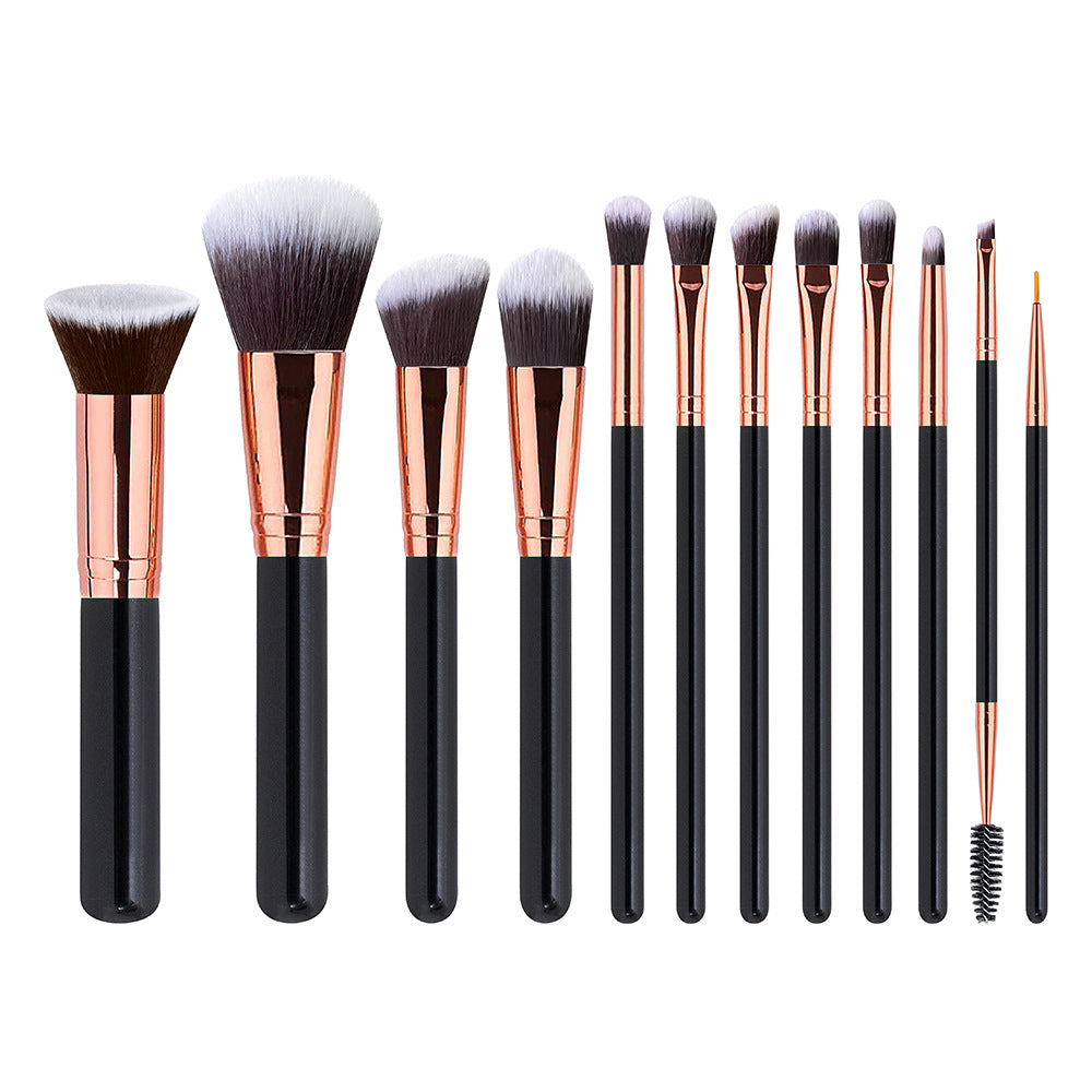 12-Piece Rose Gold Professional Makeup Brush Set with Storage