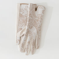 Fashion Printed Suede Touchscreen Gloves for Women, Winter Warm Windproof Outdoor Cycling