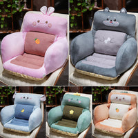 Cartoon Office Chair Cushion with Backrest Support for Students and Sedentary Use