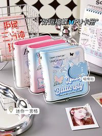 PU Leather Card Holder Album with Magnetic Closure for Small Cards, Dustproof, Cute Cartoon Design