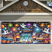 Ghost Skeleton Dance Halloween Garage Door Banner Polyester Festival Outdoor Decoration for Home Yard