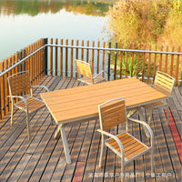 Outdoor Patio Wood-Plastic Composite Dining Set - Waterproof & Anti-Corrosion Table and Chairs for Garden, Villa, Balcony