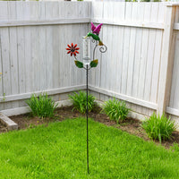 Decorative Iron Art Rain Gauge with Glass Measuring Cup for Outdoor Garden