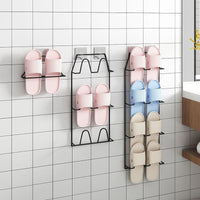 Wall-Mounted Slipper Rack with Drainage for Bathroom, Punch-Free Storage Organizer