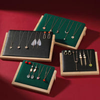 Bamboo Wood Slanted Jewelry Display Stand for Necklaces, Pendants, and Earrings