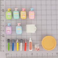 Miniature Dollhouse Bathroom Accessories Set - Toothbrush, Toothpaste, and Shower Gel for Micro Landscape Decor