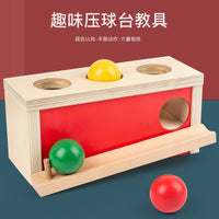 Montessori Wooden Coin Box, Ball Drop, and Fabric Drum Set for Toddlers 0-3 Years