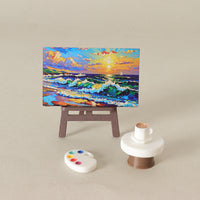 Dollhouse Miniature Retro Oil Painting Artboard Set for DIY Desktop Decor