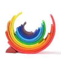 Large Wooden Rainbow Stacking Arches Building Blocks for Kids, Educational Color Recognition Toy