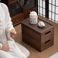 Solid Wood Storage Box with Lid, Multi-layer Divided Organizer for Home Sundries, Snacks, Tea Sets, Books