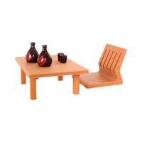 Miniature Japanese Tatami Table and Chair Set for Dollhouse OB11 Scale