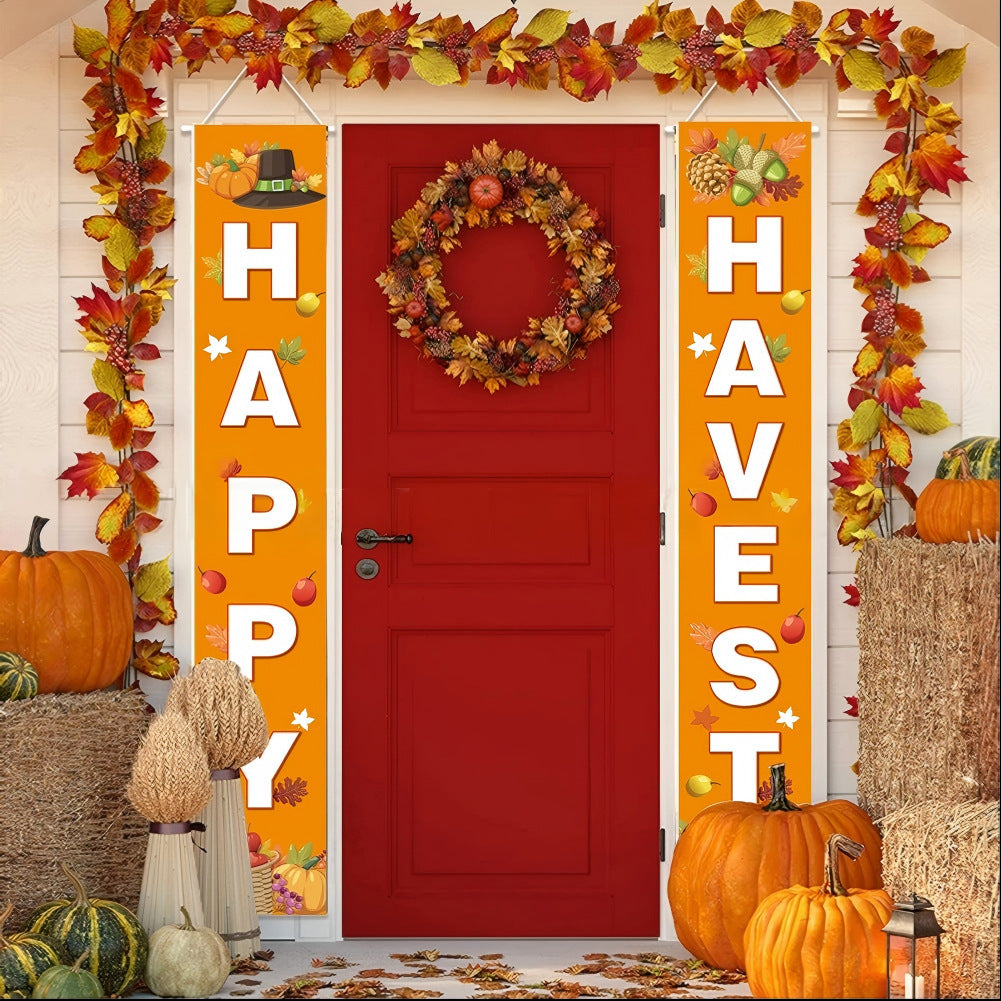 Thanksgiving Harvest Festival Porch Banner Decorations