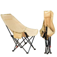 Adjustable High-Back Moon Chair with Folding Table for Outdoor Camping Fishing Beach