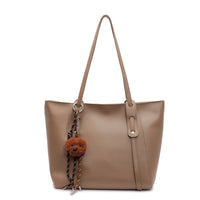 Women's Large Capacity Tote Bag with Pendant, Stylish Commuter Shoulder Bag