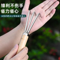 Stainless Steel Garden Rake for Potted Plants and Outdoor Gardening