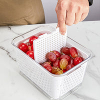 Japanese-Style Double-Layer Draining Storage Box for Refrigerator, Vegetable and Fruit Crisper